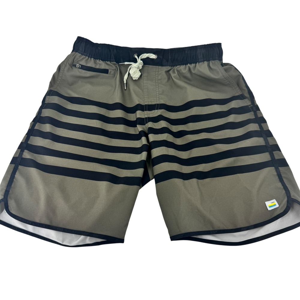 Vuori Banks Shorts Mens Med Olive  Green Black Striped‎ Performance Shorts - Picture 4 of 8